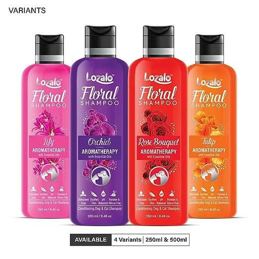 Lozalo Floral Pet Shampoo Tulip Fragrance - Cats & Dogs, 250ml - dspetstore.com