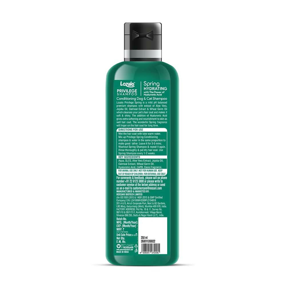 Lozalo Privilege Pet Shampoo Spring Shampoo with Hyaluronic Acid Eternal — For Cats & Dogs - dspetstore.com