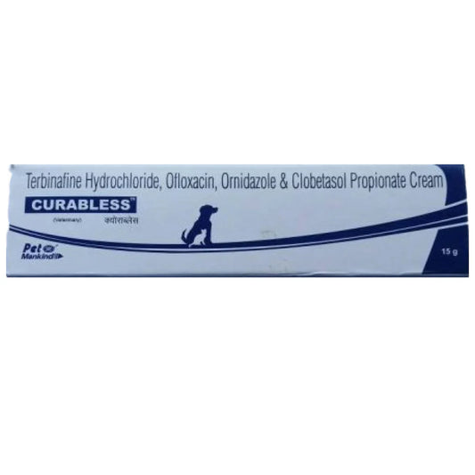Box of Curablesless cream for pets on a white background