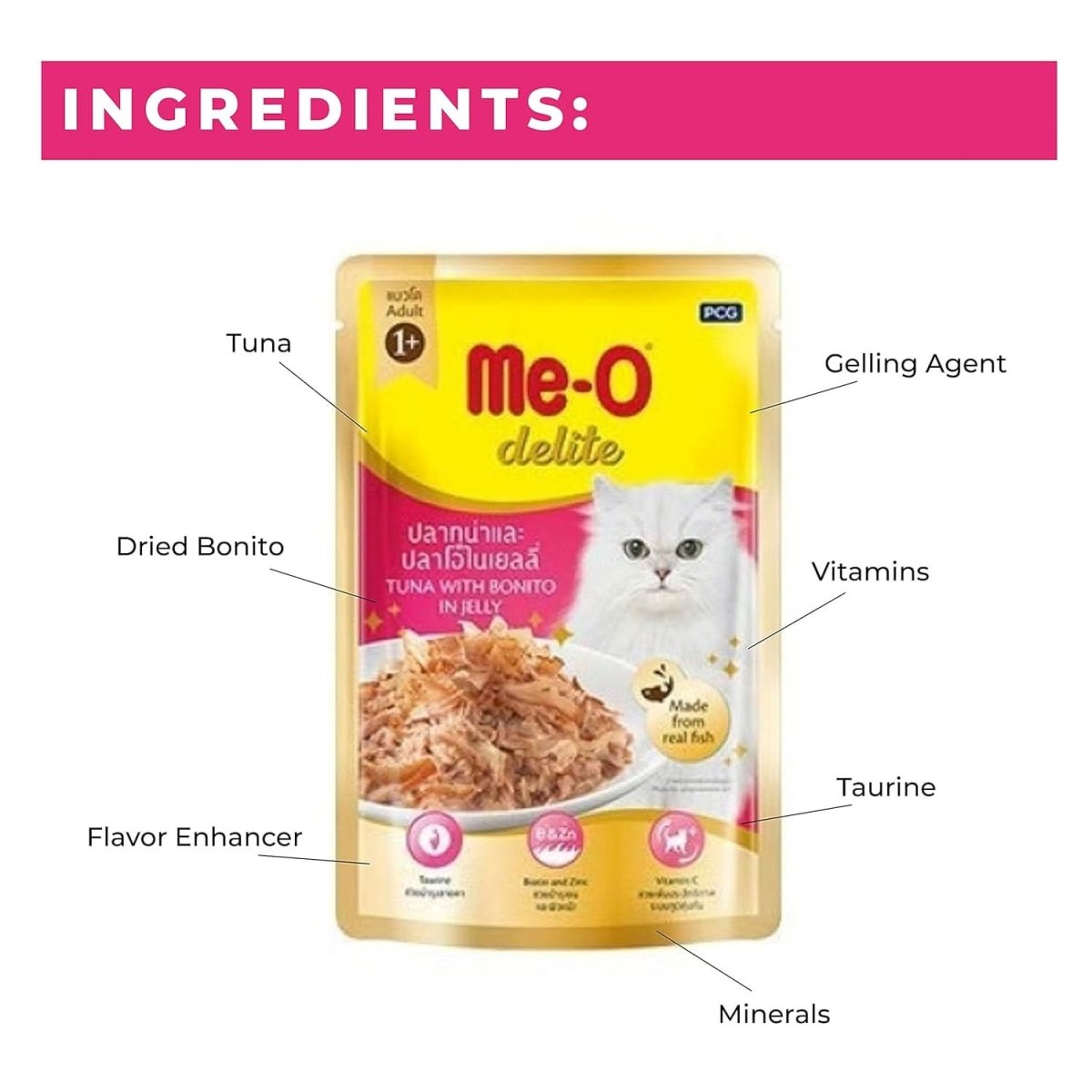 MeO Delite Cat Food Tuna with Bonito in Jelly - dspetstore.com