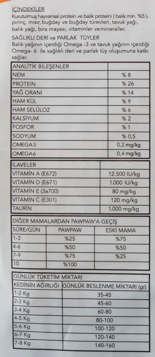 Pawpaw Adult Cat Food with Fish – 1 kg - dspetstore.com