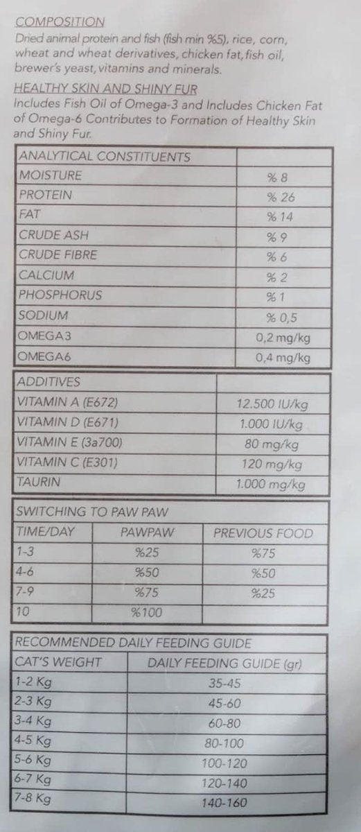 Pawpaw Adult Cat Food with Fish – 1 kg - dspetstore.com