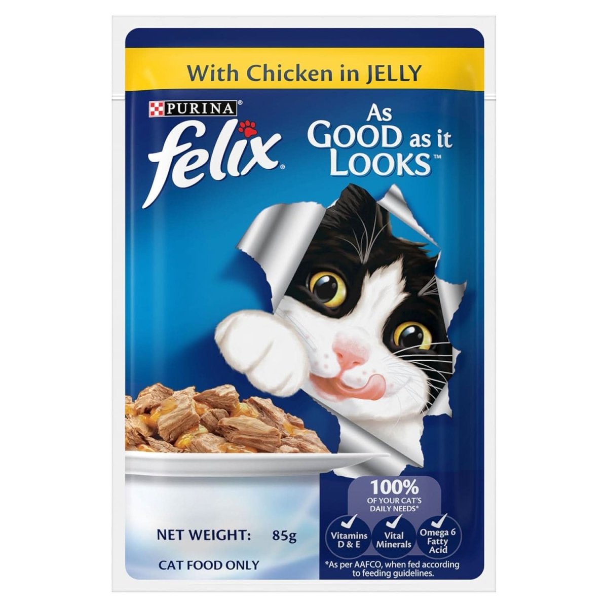 Purina Felix Chicken with Jelly Adult Cat Wet Food – 85g - dspetstore.com