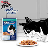Purina Felix kitten food packaging with a cat illustration and text 'As Good as it Looks'.