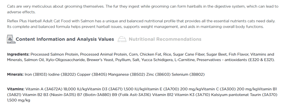 Reflex Plus Hairball Adult Cat Food with Salmon (1.5 kg) - dspetstore.com