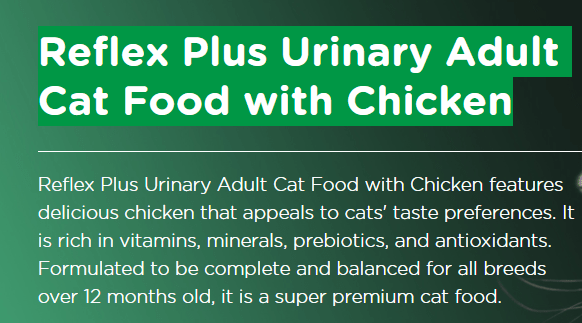 Reflex Plus Urinary Adult Cat Food with Chicken (1.5 kg) - dspetstore.com