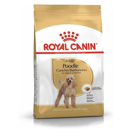 Royal Canin Adult Poodle dog food packaging on a white background