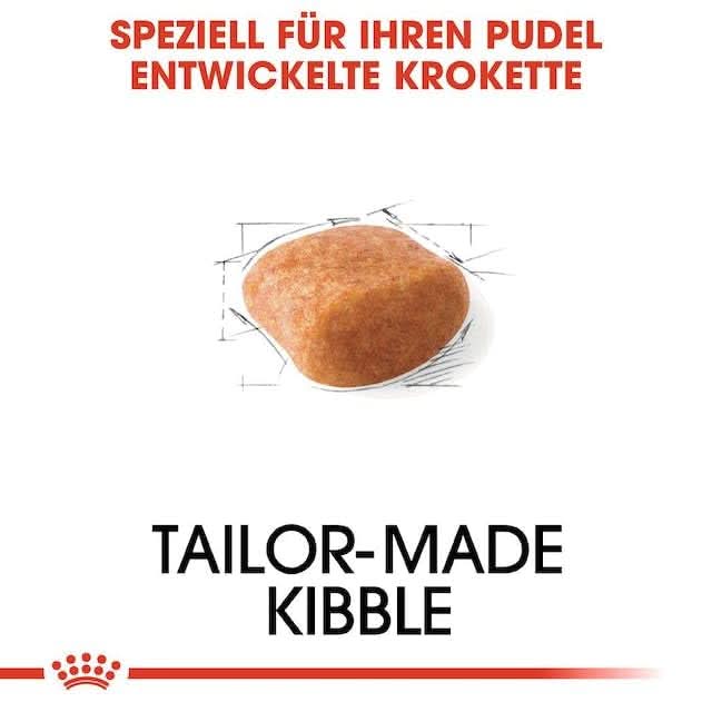 Dog food product with text about 'Tailor-Made Kibble' on a white background