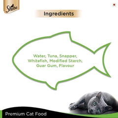Sheba Cat Wet Food Tuna White Meat and Snapper in Gravy.
