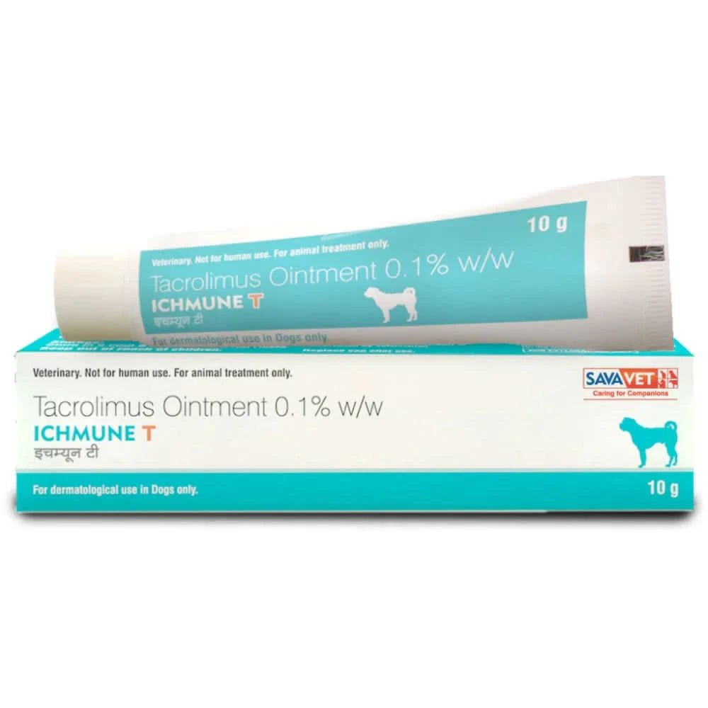 Savvyvet Tacrolimus Ointment packaging for dogs on a white background