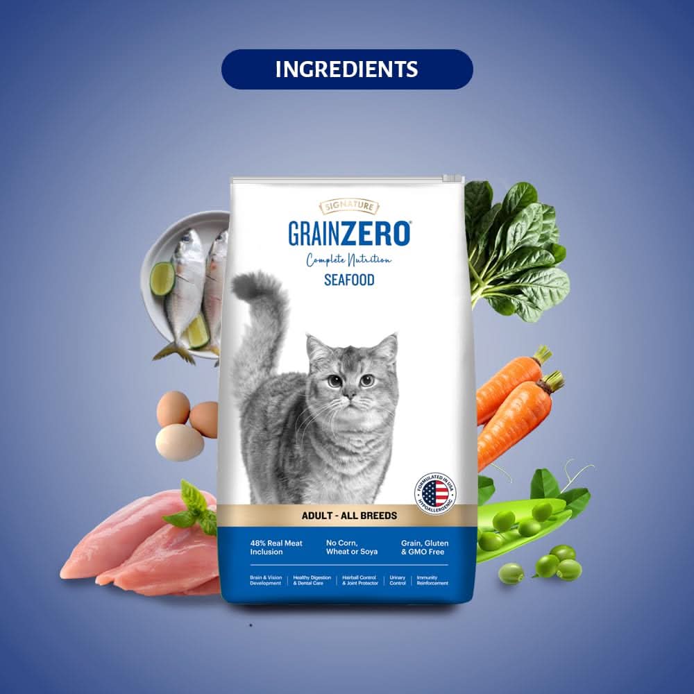 Signature Grain Zero Adult Cat Food - All Breed (Flavour : Seafood), 1.2 kg - dspetstore.com