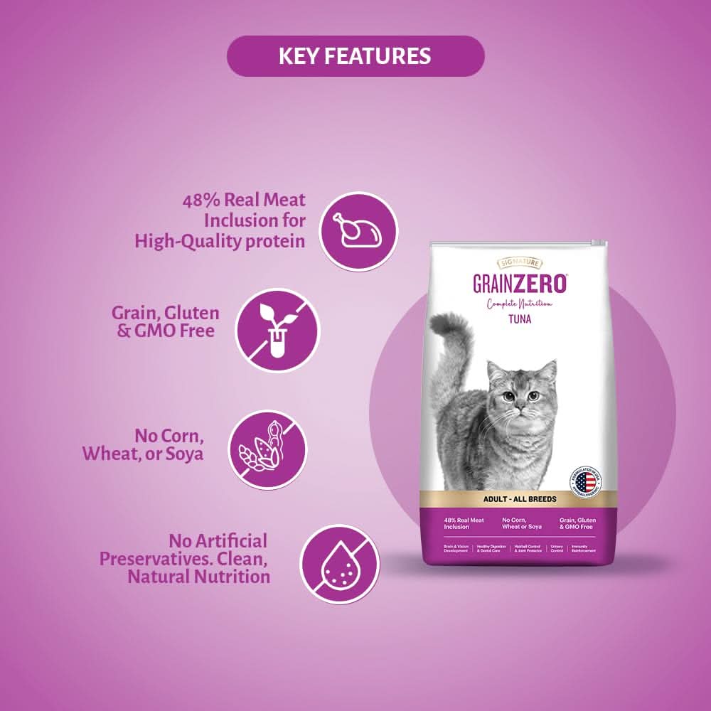 Signature Grain Zero Adult Cat Food - All Breed (Flavour : Tuna),, 1.2 kg - dspetstore.com