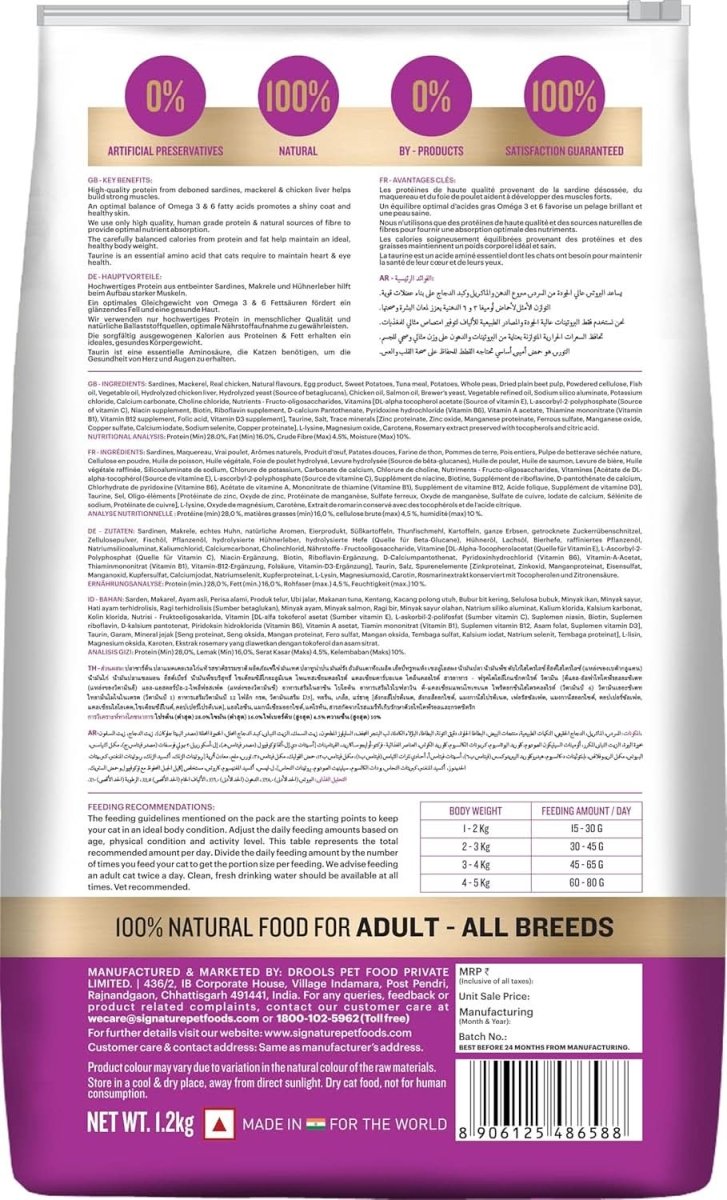 Signature Grain Zero Adult Cat Food - All Breed (Flavour : Tuna),, 1.2 kg - dspetstore.com