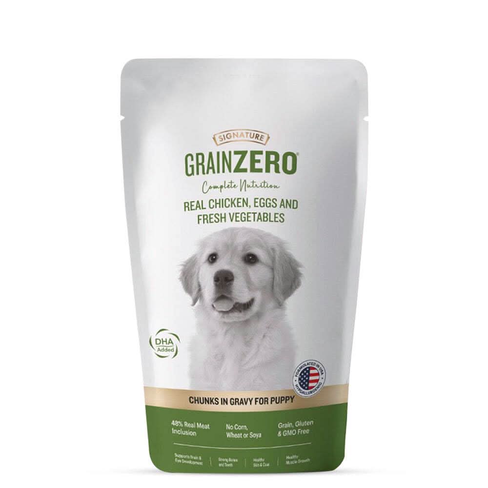 Signature Grain Zero Chicken Chunks Gravy Puppy Dog Wet Food — 150 g - dspetstore.com