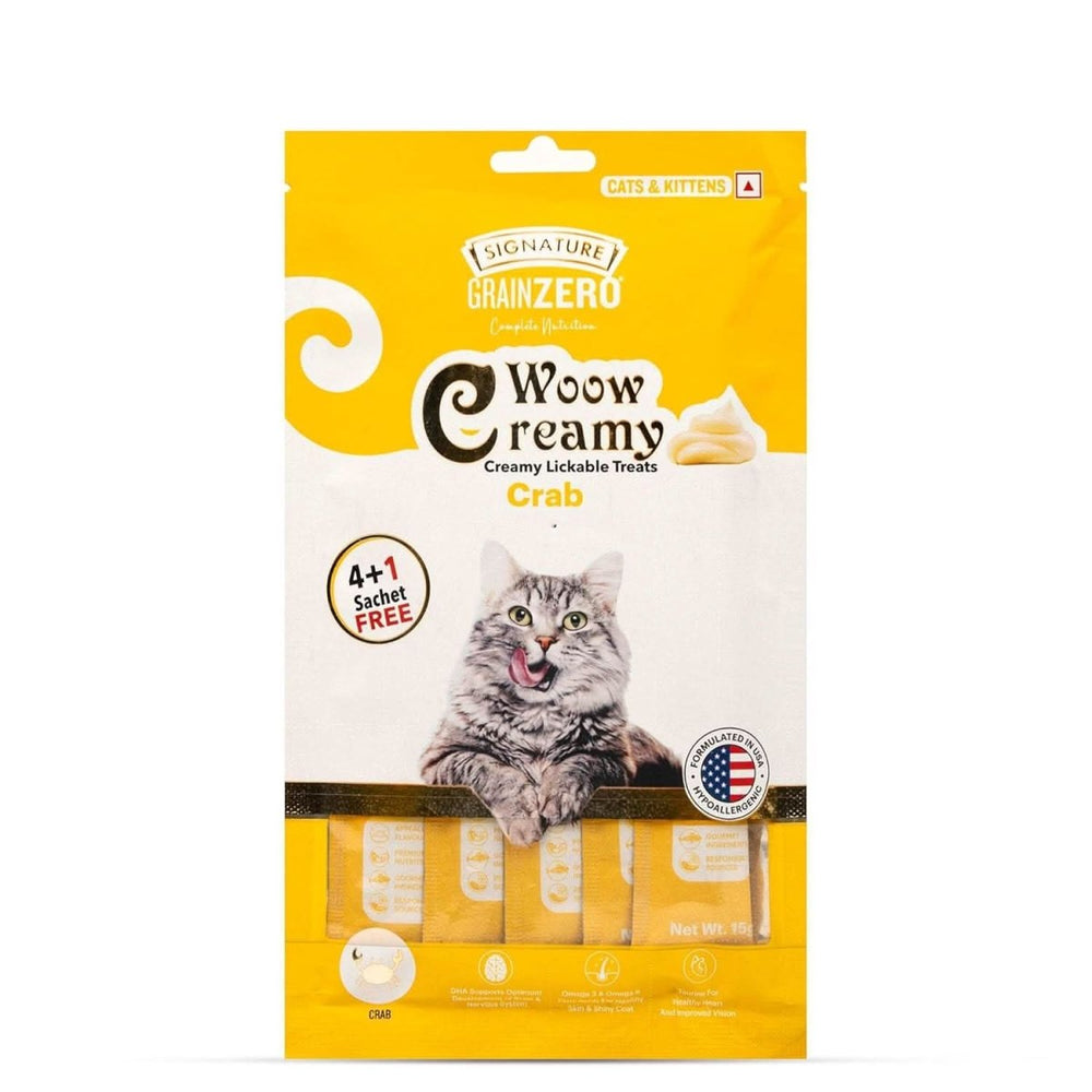 Signature Grain Zero Woow Creamy Crab Lickable Treats for Cat & Kitten – 75 g - dspetstore.com