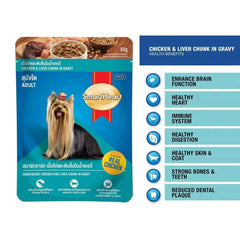 Smart Heart Chicken & Liver Chunks in Gravy Adult Dog Wet Food - dspetstore.com