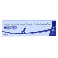 Box of Curabless cream for pets on a white background