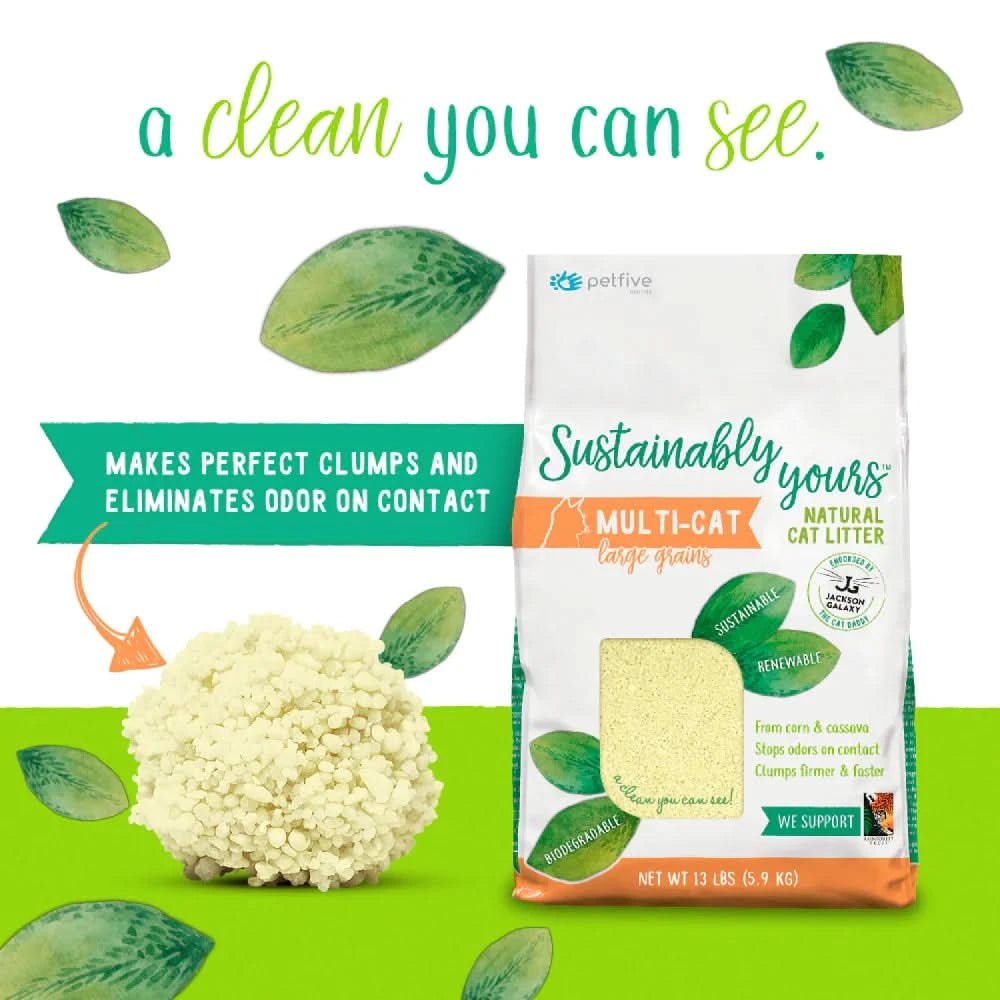 Sustainably Yours Multi Cat Unscented Large Grains Cat Litter - dspetstore.com