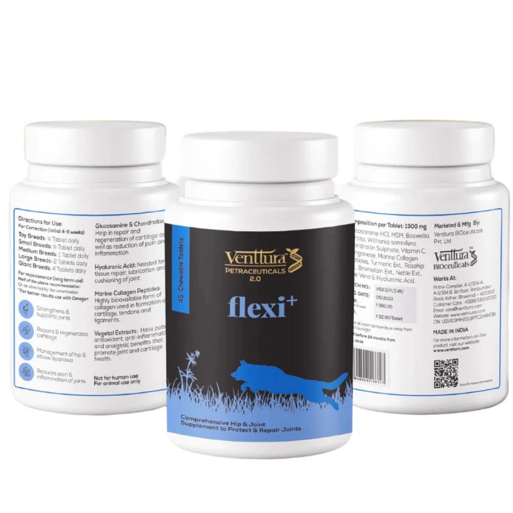 Venttura Flexi Plus Hip & Joint Chewable Supplement for Dogs – 60 Chews - dspetstore.com
