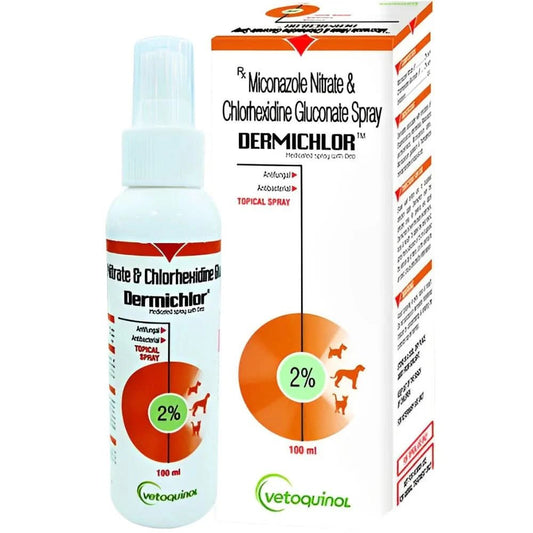 Dermichlor spray bottle and packaging on a white background