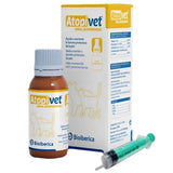 Atopivet oral suspension bottle and packaging with a syringe on a white background