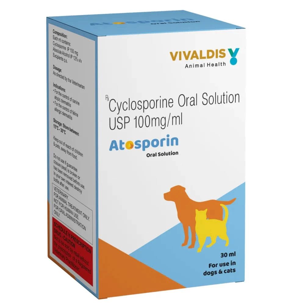 Vivaldis Atosporin (Cyclosporin) Oral Solution for Dogs & Cats - dspetstore.com