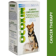 Ocoxin pets supplement box for dogs and cats with a green border and text.