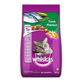 Purple package of Whiskas Tuna Flavour cat food on a white background