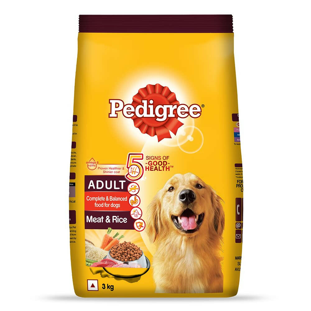 Pedigree adult dog food with meat and rice