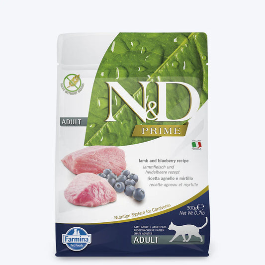 Farmina N&D Lamb Blueberry Grain Free Adult Dry Cat Food.