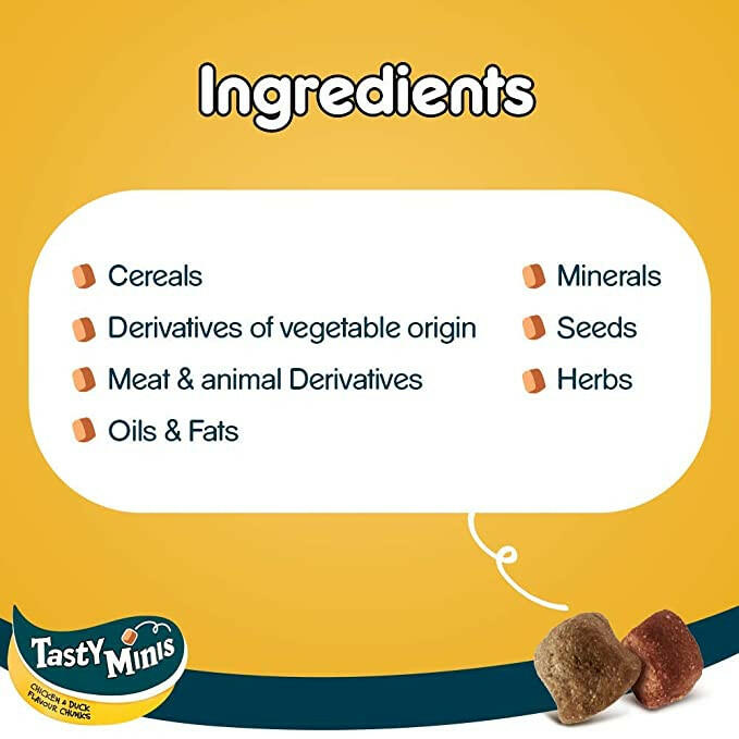Pedigree Tasty Minis Cubes Dog Treats – Chicken & Duck, 130g.