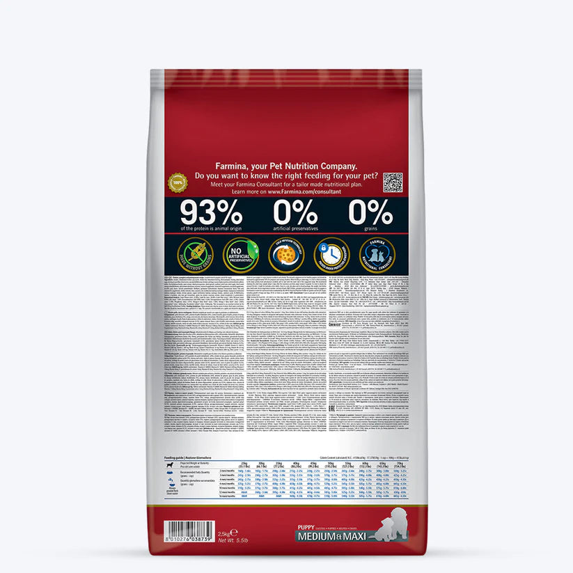 Farmina N&D Pumpkin Chicken & Pomegranate Grain Free Dry Puppy Food - Medium & Maxi Breed.