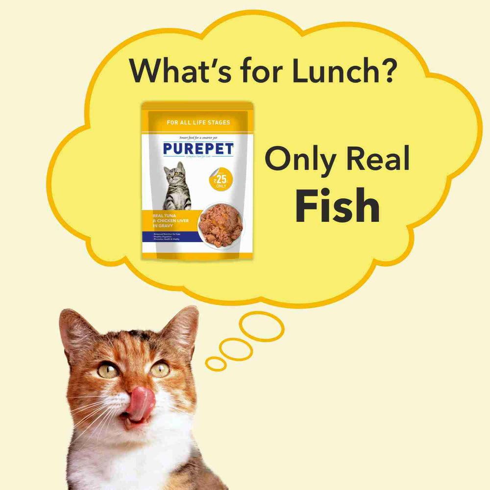 Purepet Real Tuna & Chicken Liver in Gravy Cat Wet Food – 50g.