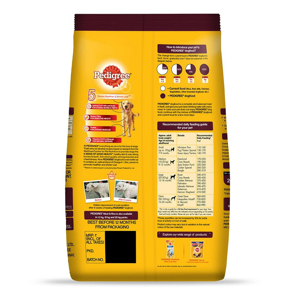 Nutritious Pedigree meat and rice dog food