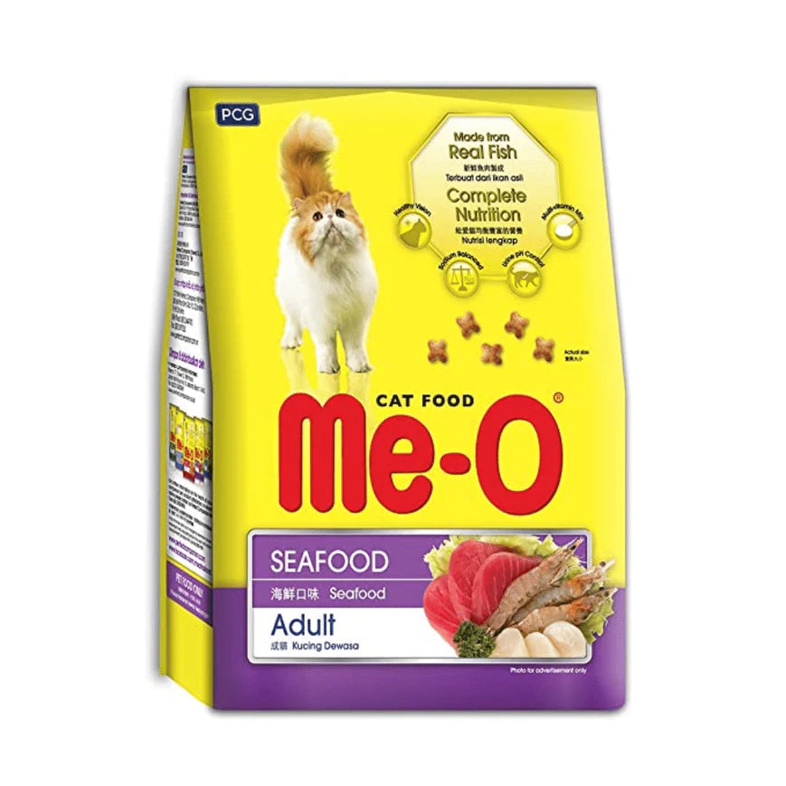 Me-O Seafood Adult Cat Dry Food.
