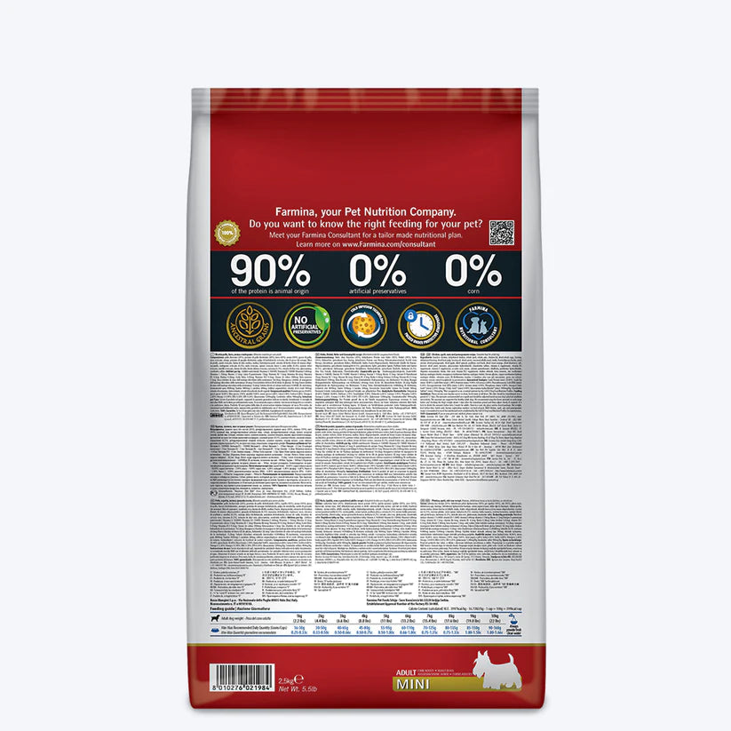 Farmina Ancestral Grain Adult Mini Breed Dog Food Chicken & Pomegranate.
