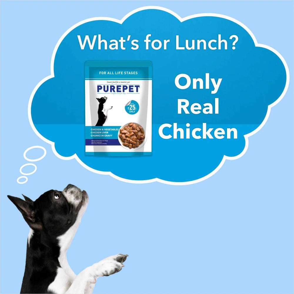 Purepet Gravy Chunks Wet Dog Food – Chicken & Vegetable Flavour, 70 g.
