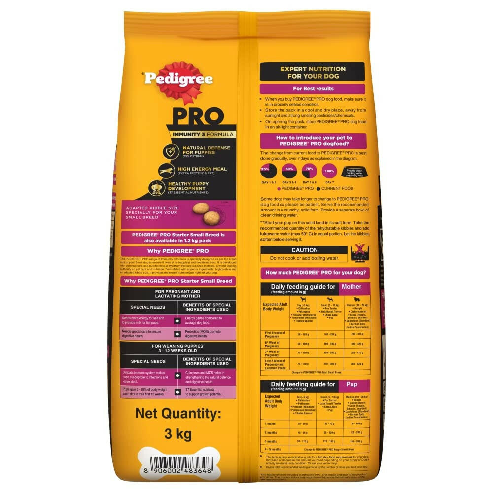 Pedigree PRO Small Breed Starter Dry Food for Pregnant & Lactating Dogs — 3 to 12 Weeks.