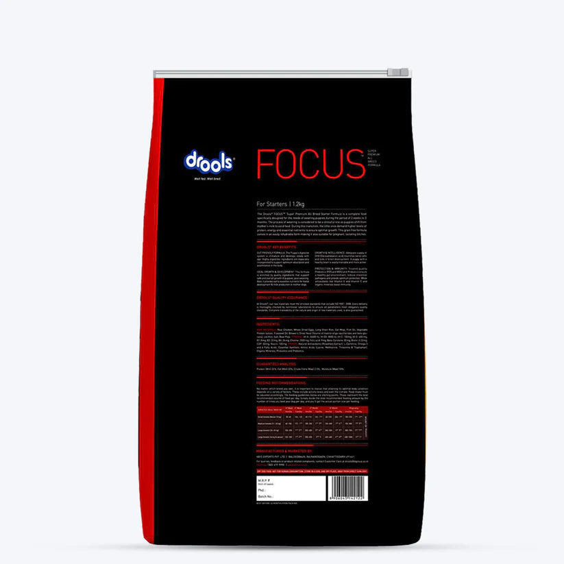 Drools Focus Starter Super Premium Dry Dog Food.