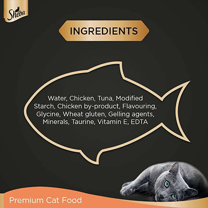 Sheba Chicken With Tuna In Gravy Rich Premium Adult Fine Cat Wet Food.