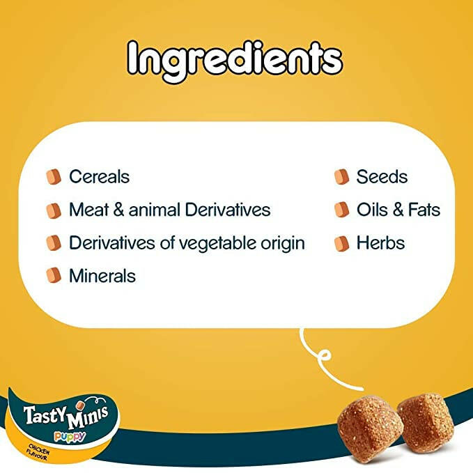 Pedigree Tasty Minis Cubes Puppy Dog Treats – Chicken, 125g.