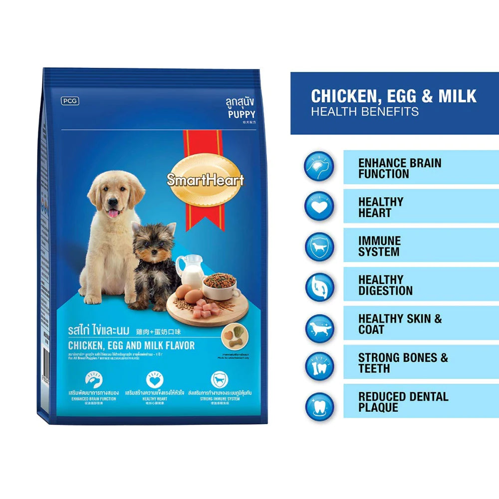 Smart Heart Puppy Dry Dog Food Chicken Egg and Milk Flavour.