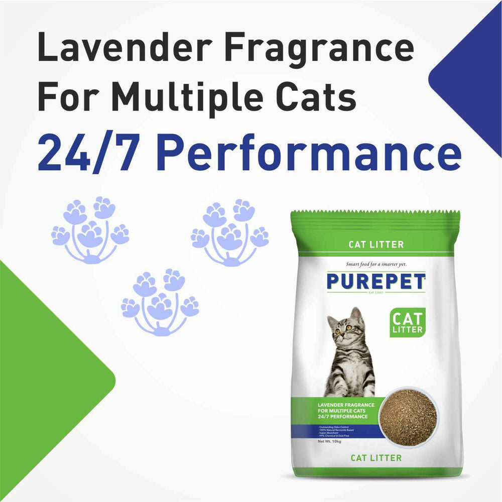 Purepet Lavender Clumping Cat Litter.
