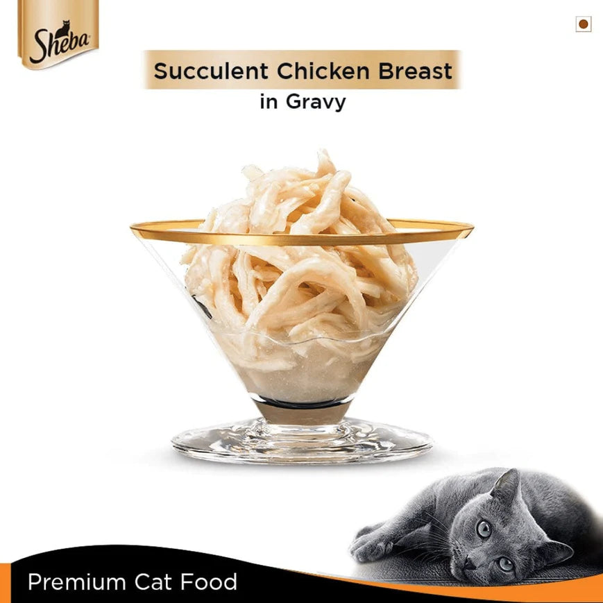 Sheba Deluxe Chicken Breast in Gravy Wet Cat Food.