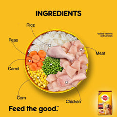 Pedigree Meat & Rice Adult Dog Dry Food.
