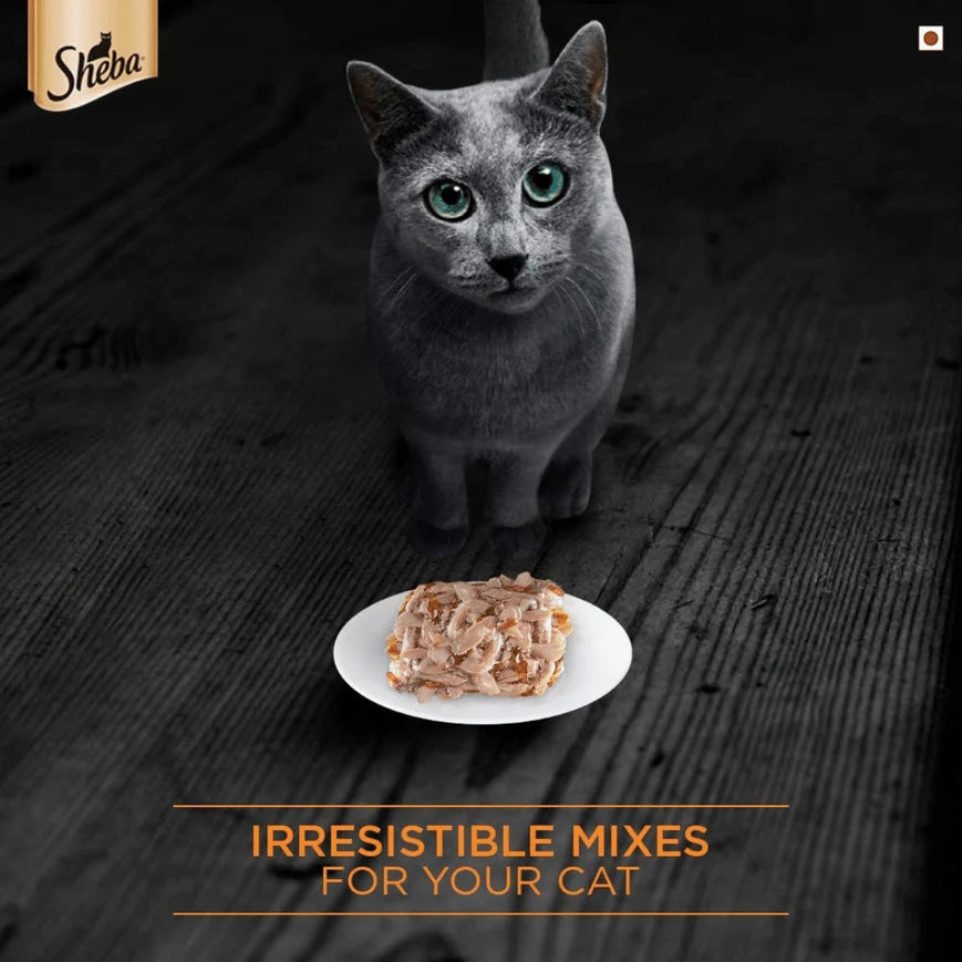 Sheba Tuna Fillet & Prawns in Gravy - Premium Wet Cat Food.