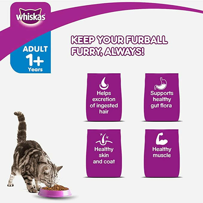 WHISKAS Hairball Control Adult Dry Food, Chicken & Tuna.