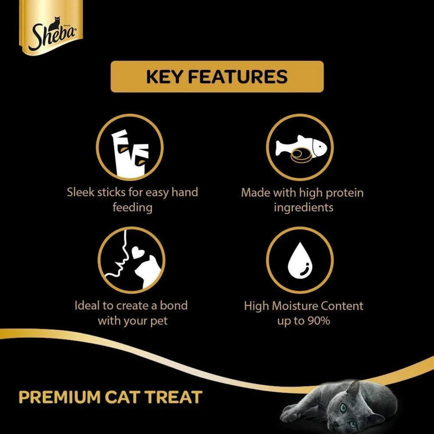 Sheba Tuna Flavor and Tuna & Prawn Maguro Selection Melty Premium Cat Treats.