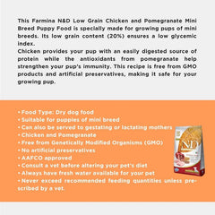 Farmina N&D Ancestral Grain Mini Breed Dry Puppy Food - Chicken & Pomegranate.