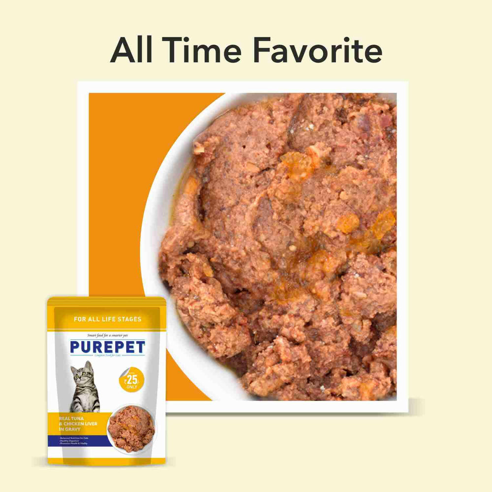 Purepet Real Tuna & Chicken Liver in Gravy Cat Wet Food – 50g.